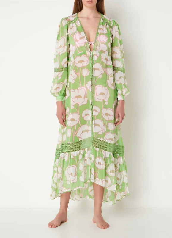 Women's Online Boutique Elisia Floral Maxi Cover Up In Green