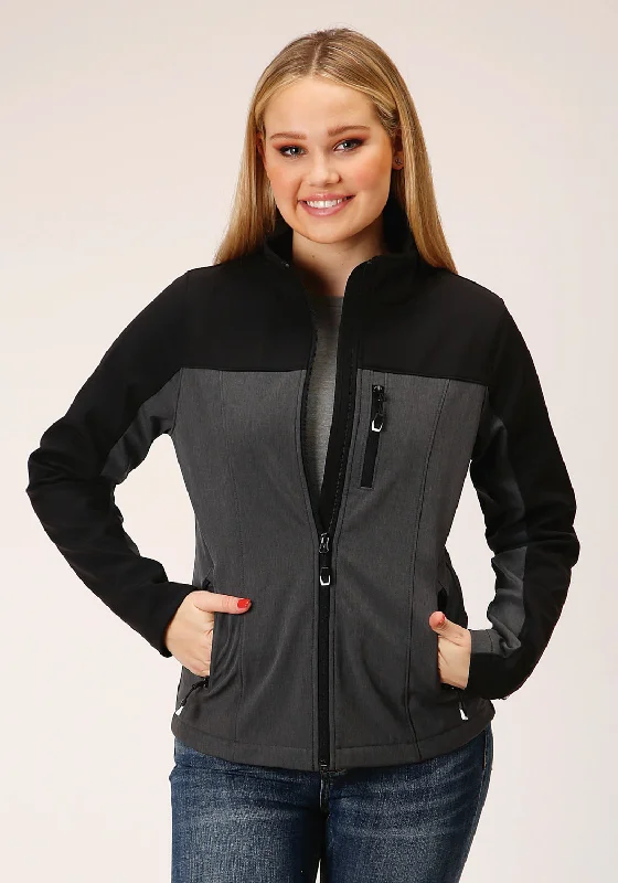 Women's Clothing for Every Season and Trend Roper Womens Zip Grey/Black Polyester Softshell Jacket