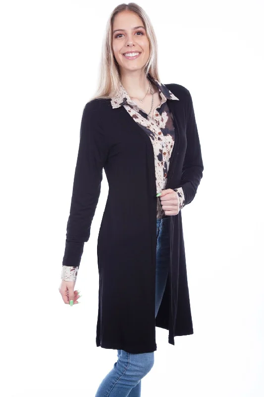 Women's Sporty Clothes Scully Womens Black Viscose Side Slit Cardigan