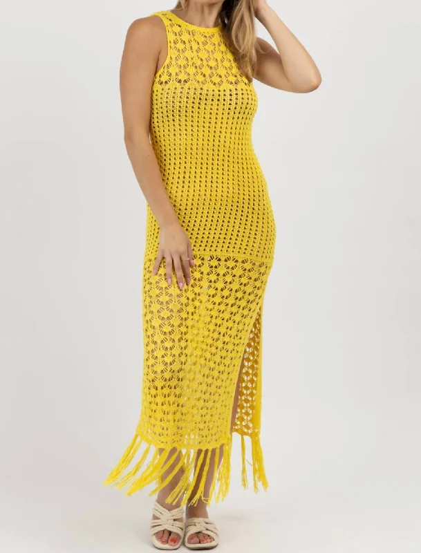 Clothing Brands Crochet Fringe Maxi Coverup In Sunshine