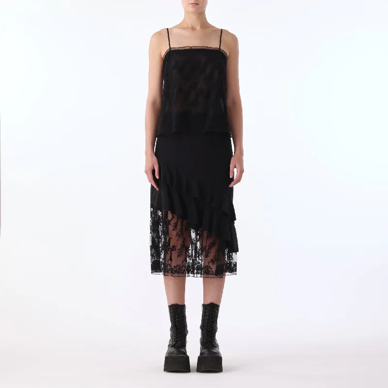 Women's Trendy Garments Cdc Ruffle Skirt W/ Embroidered Lace Tulle Combo