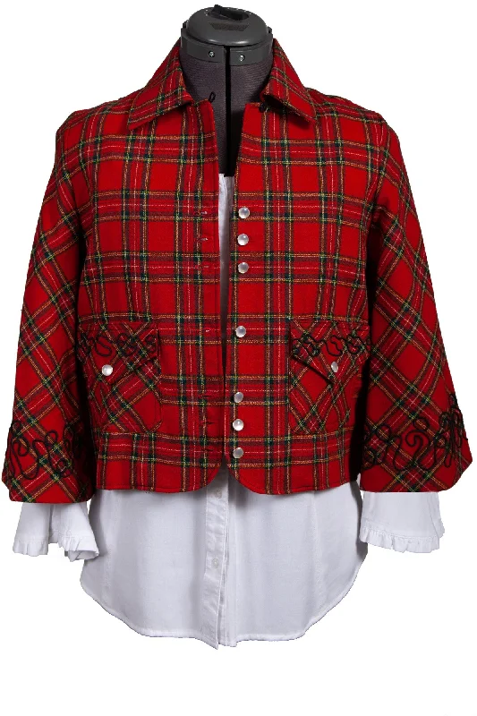 Women's Clothes And Apparel Scully Womens Red 100% Wool Tartan Plaid Jacket