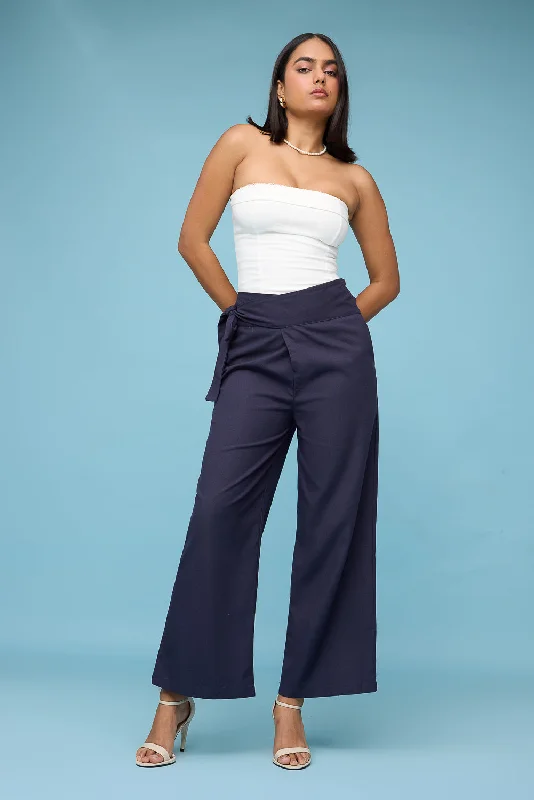 Outfits For Girls Navy Blue Wrap Around Korean Pants