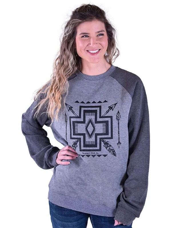 Women's Cozy Winter Attire Cowgirl Tuff Womens Aztec Print Ash Poly/Rayon Sweatshirt