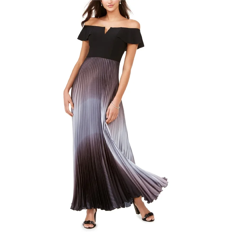 Clothes For Woman Betsy & Adam Womens Pleated Gown Off-Shoulder Dress, Metallic, 4