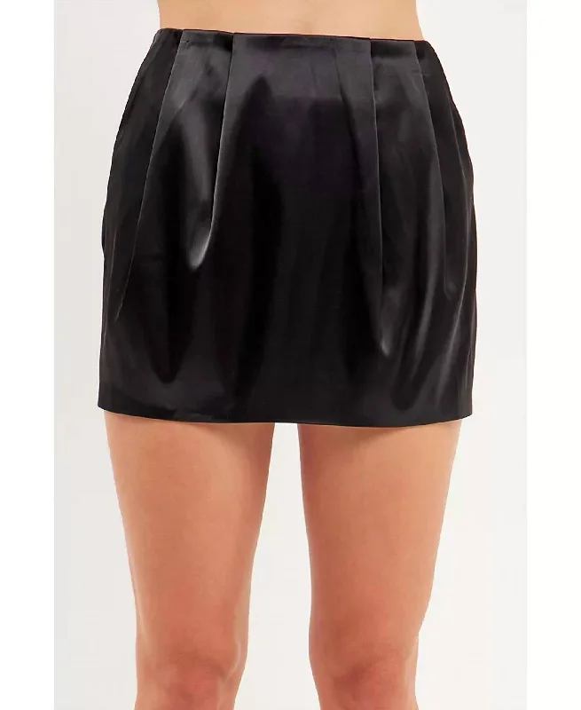 Charming Women's Outfit For Special Occasions Satin Mini Skirt In Black