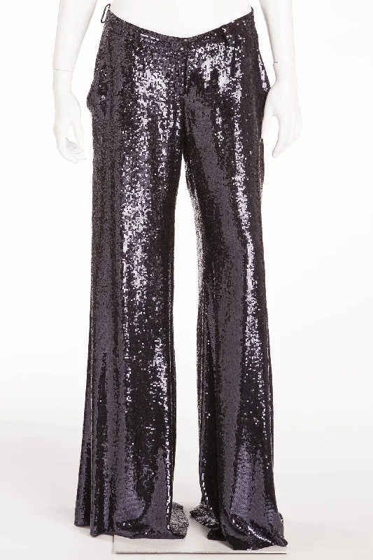 Clothing Woman Balmain - New with Tags Blue Sequin Wide Leg Pants - FR 40