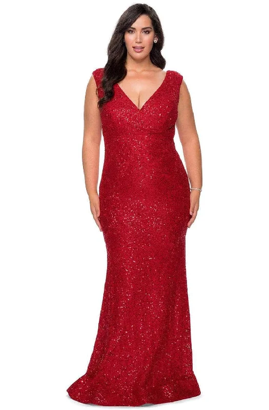 Stylish Women's Clothing La Femme 28837SC - Sparkly Lace Evening Gown