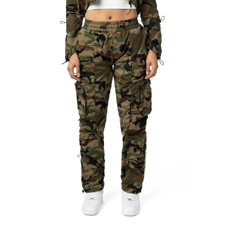 Casual Clothing For Women High Rise Multi Bungee Joggers - Wood Camo