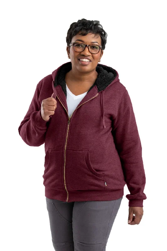 Women's Work Apparel Berne Cabernet Cotton Blend Womens Insulated Zip Hooded Sweatshirt