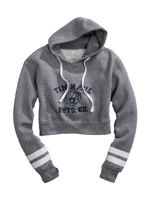 Women's Clothing Apparel Sets Tin Haul Womens Heather Grey Cotton Blend Tiger Phys Ed Hoodie