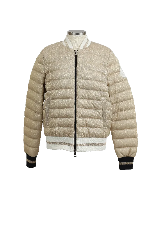 Women's Clothing Brands Or Sparkly Quilted Down Bomber Jacket