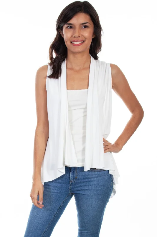 Women's Stylish Professional Apparel Scully Womens Ivory Rayon Lace Knit Vest