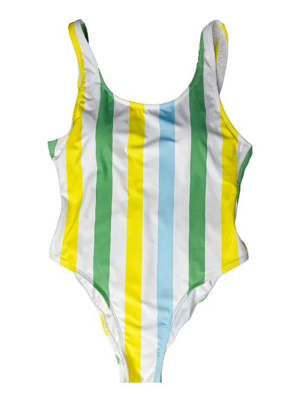 Clothes For Women Women's Beach Ready One Piece Swimsuit In Green Stripe