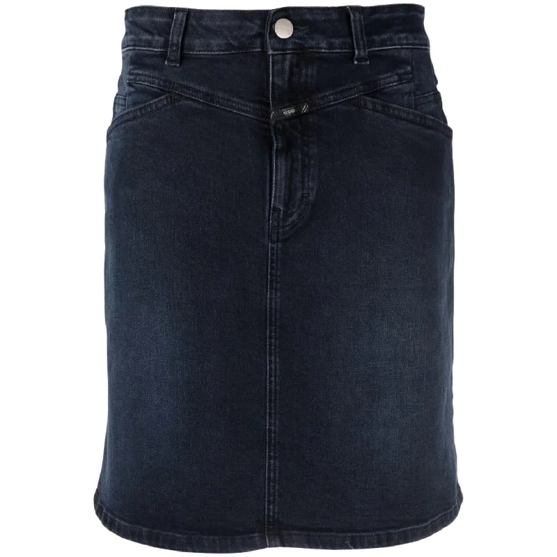 Online Boutiques Best Organic Denim Mini Skirt In Blue/black