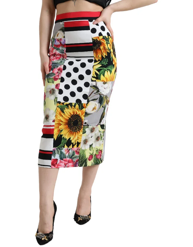 Women's Outerwear Garments Dolce & Gabbana Glamorous High Waist Patchwork Midi Women's Skirt