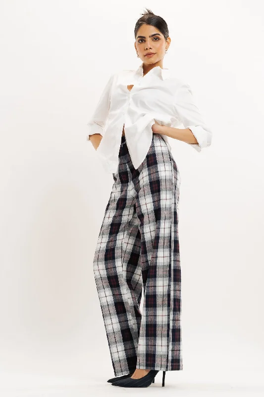 Flash Sale Or Flash Sales Red And Black Checkered Straight Fit Pant