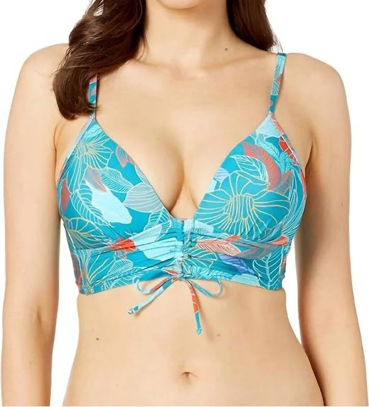 Women's Vacation Attire Trace Of Paradise Banded Push-Up Bra In Teal