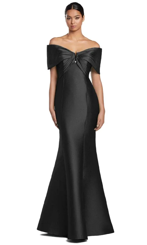 Women's Fashionable Clothing Sets Alexander by Daymor 2053F24 - V-Neck Seam Sculpted Evening Gown