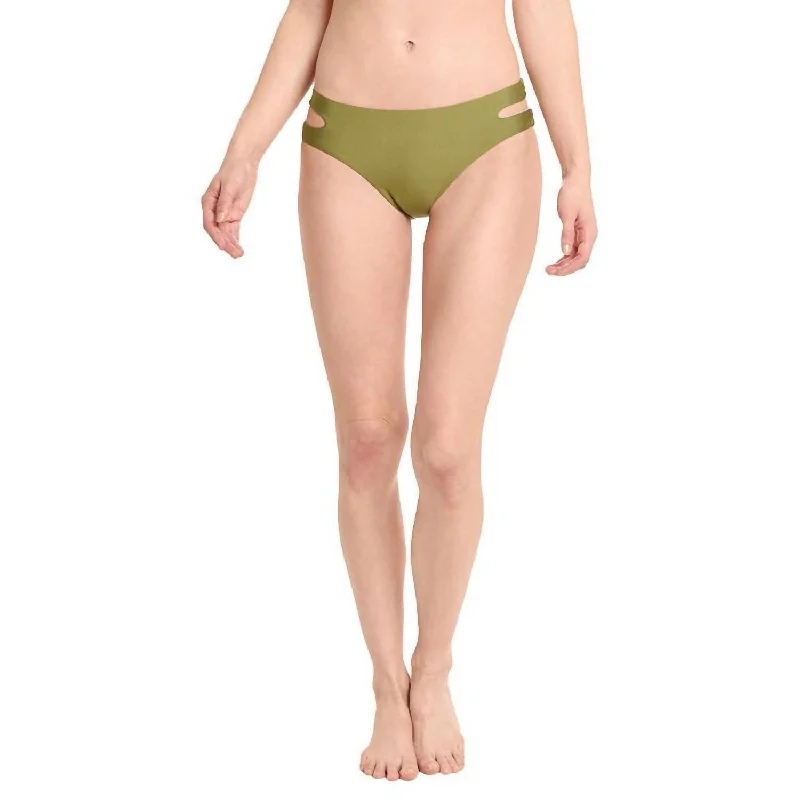 Casual Outfit For Women Art Deco Side Cutout Bikini Bottom In Art Deco Olive