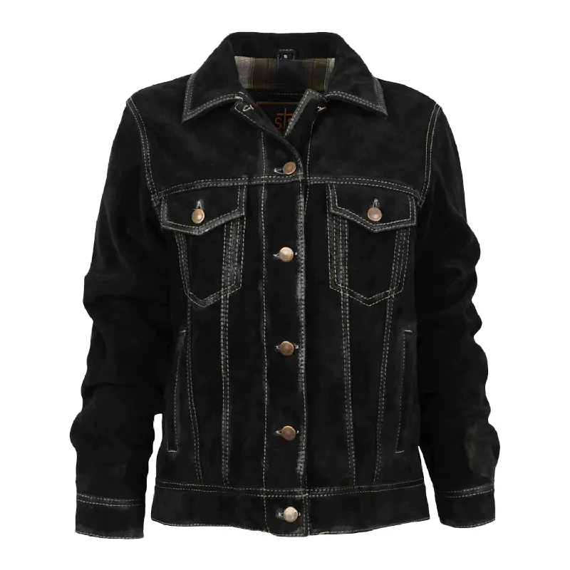 Women's Plus-Size Outfit STS Ranchwear Womens Scout Black Suede Leather Jacket