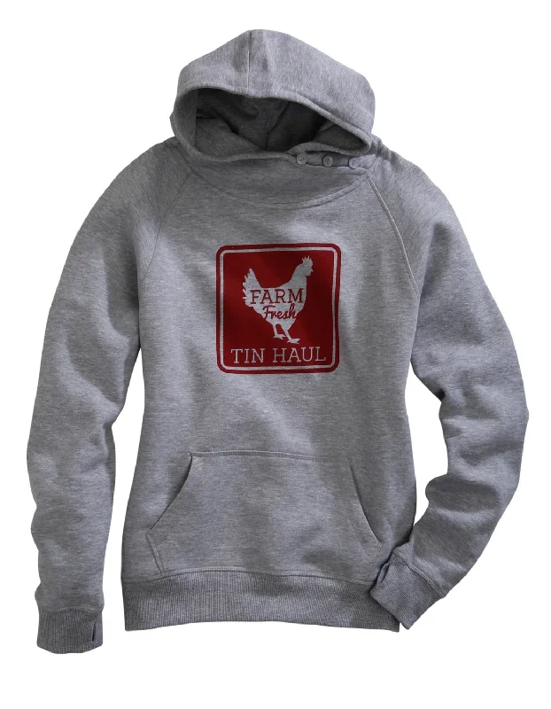 Charming Women's Garments Tin Haul Womens Grey Cotton Blend Farm Fresh Hoodie