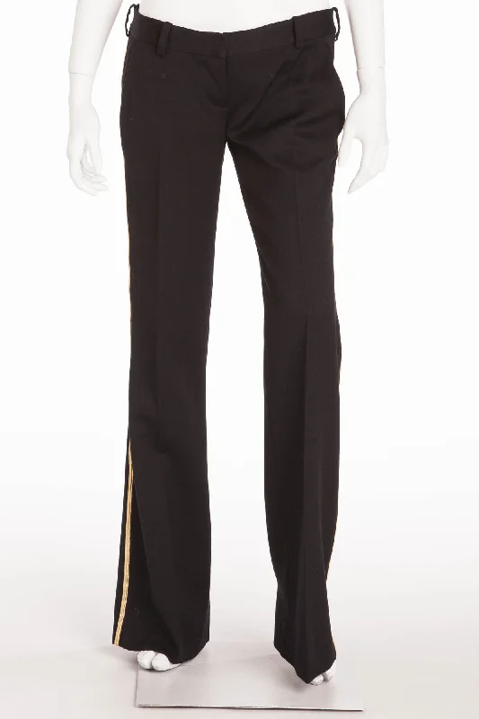 Women's Vintage-Inspired Clothing Balmain - Black Pants Gold Trim - FR 40