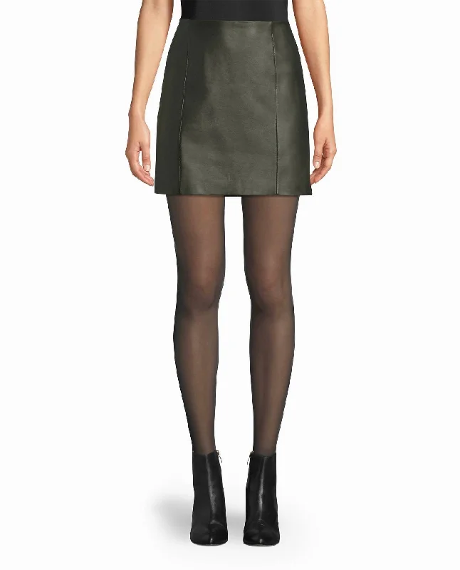 Women's Clothes for All-Day Comfort and Style Leather Mini Skirt In Army Green