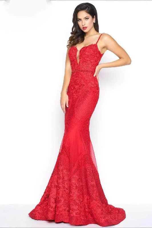 Casual Style for Busy Women Mac Duggal - Black White Red Style 79082 Lace Gown