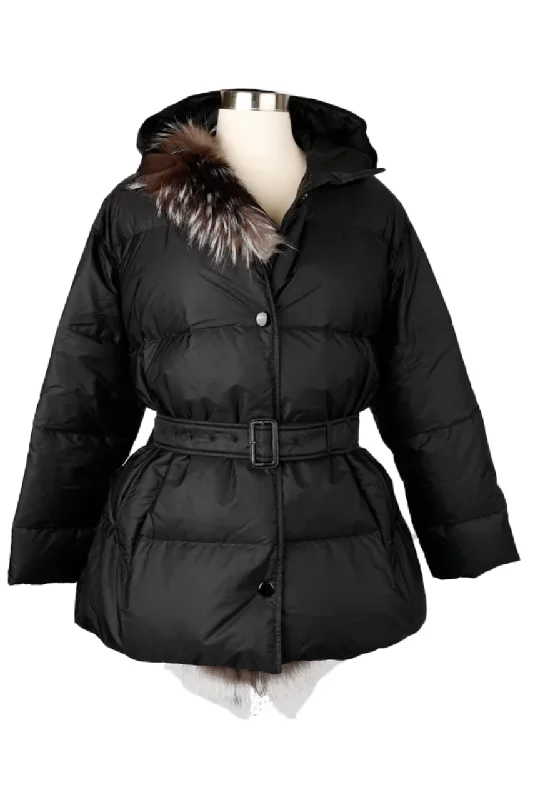 Women's Holiday Apparel Half Fur Puffer Jacket