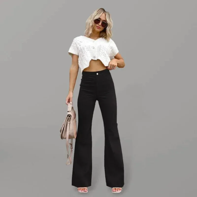 Women's Casual Wear Clothing Wide Leg Flared Corduroy Women Pants