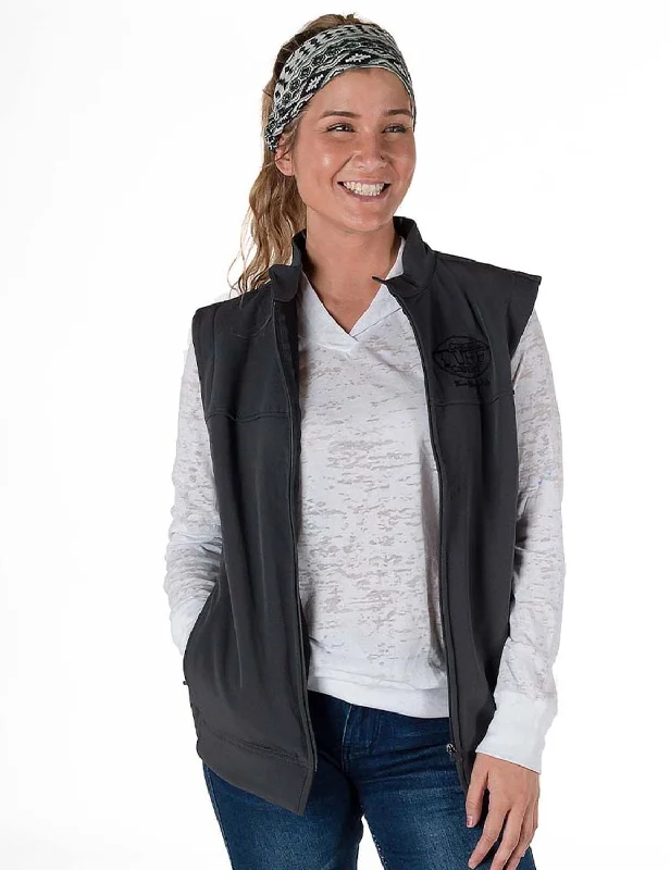 Women's Trendy Casual Outfit Cowgirl Tuff Womens Stretch Charcoal Nylon Softshell Vest