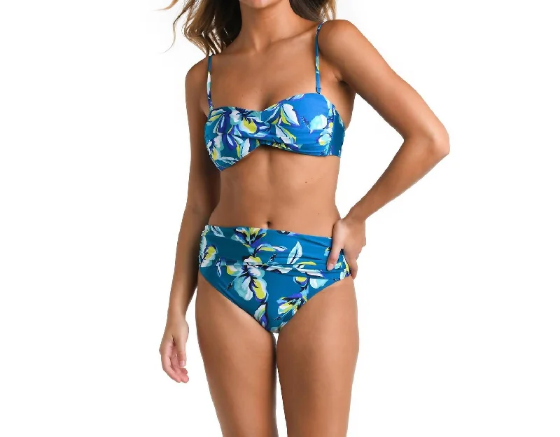 Online Boutiques Clothing Twist Bandeau Bikini Top In Fiji Tropics Ocean