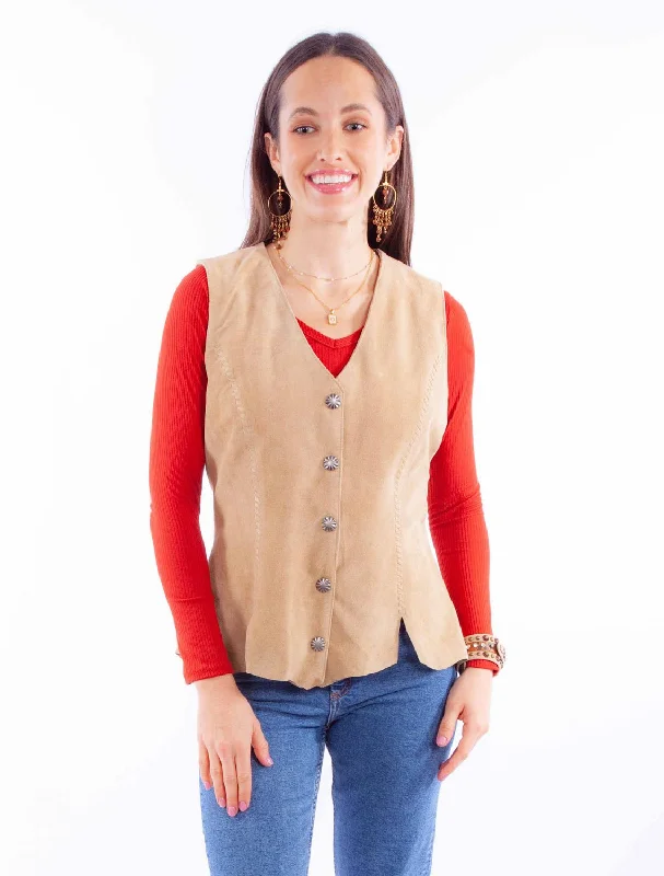 Women's Transitional Outfit Scully Womens Snap Front Old Rust Leather Leather Vest