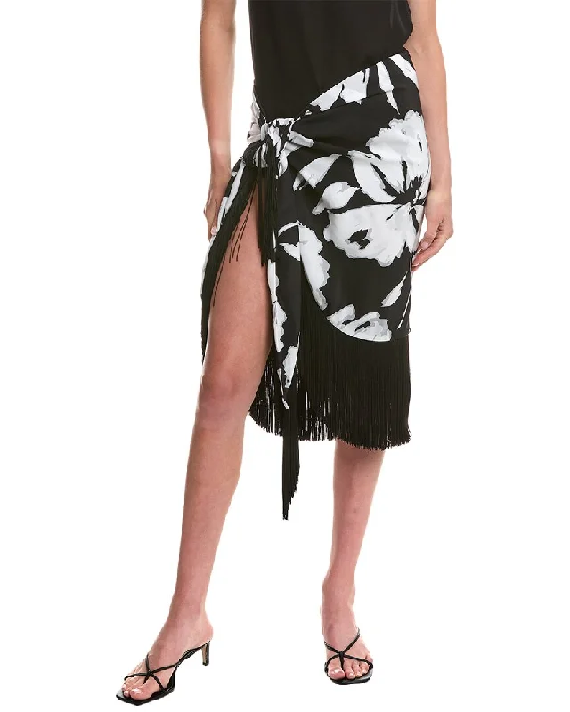 Women's Layered Outfit Michael Kors Collection Floral Fringe Silk Sarong