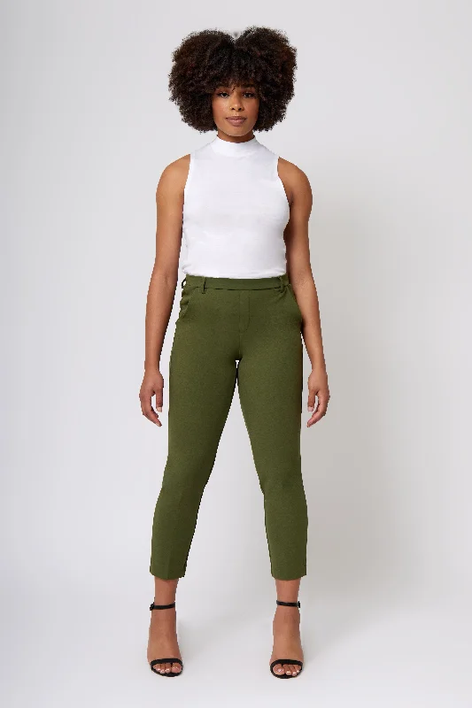 Women's Elegant Evening Attire Pull-on Crop Knit Crepe Trousers