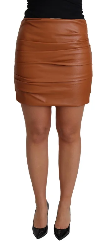 Women's Stylish Professional Garments Dolce & Gabbana High Waist Chic Leather Women's Skirt