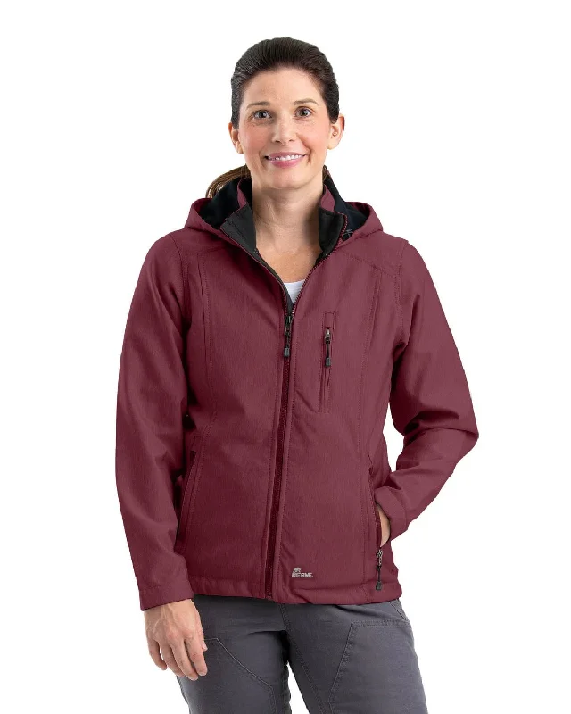 Women's Clothes For Outdoor Events Berne Maroon Polyester Ladies Eiger Hooded Softshell