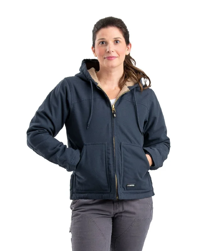 Women's Clothing Sets Berne Apparel Womens Sherpa-Lined Duck Hooded Deep Ocean 100% Cotton Jacket