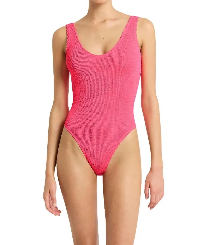 Timeless Women's Apparel Mara Neon Azaela Recycled Swimsuit In Neon Pink