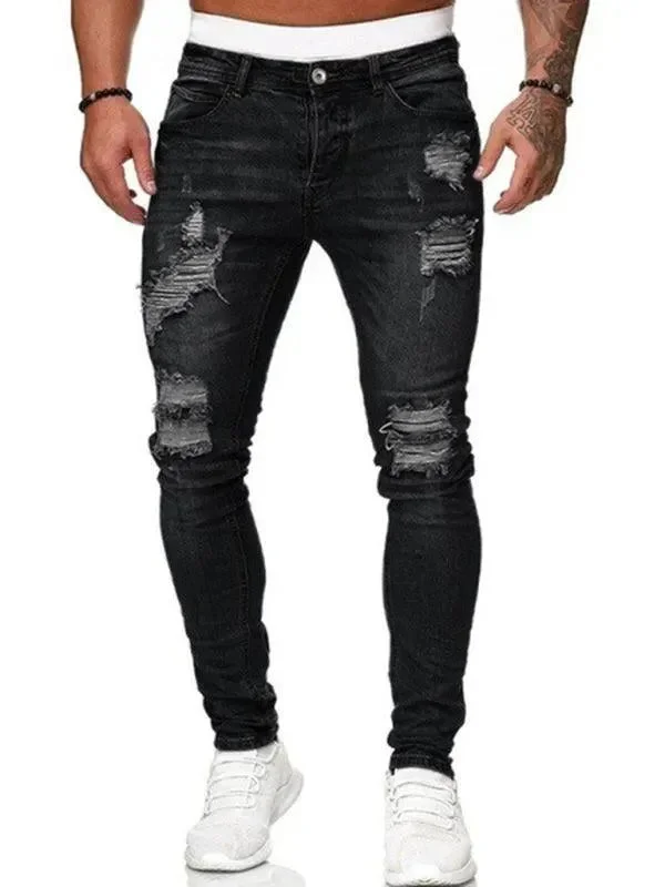 Women's Fashion Clothing Men Distressed Skinny Jeans