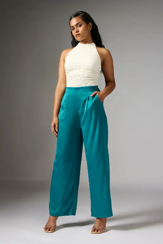 Holiday Gift Guide Sale Opal Green Satin Straight Korean Pants