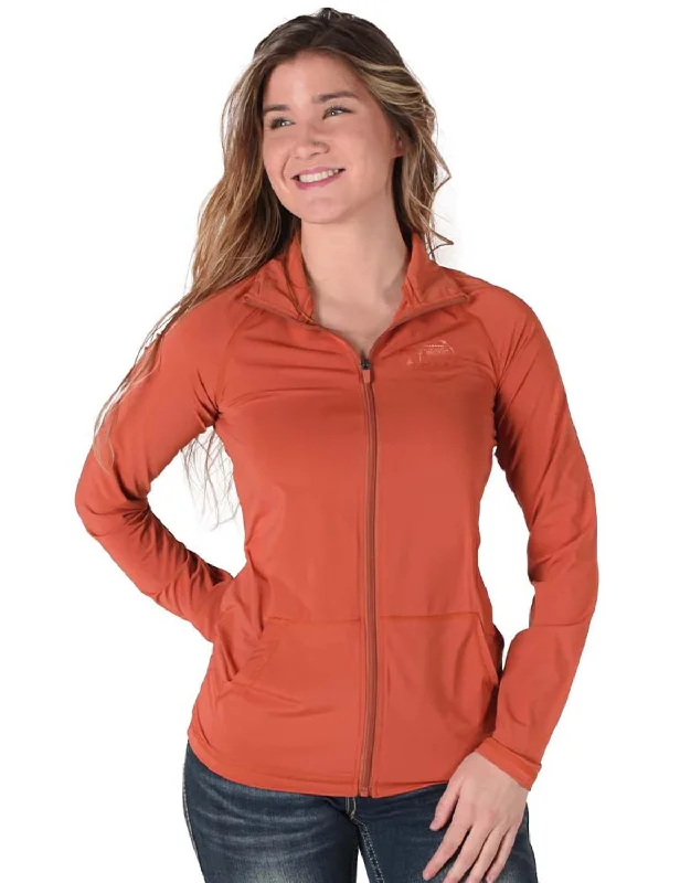 Chic Women's Attire Cowgirl Tuff Womens Full Zip Cadet UPF Rust Nylon Softshell Jacket