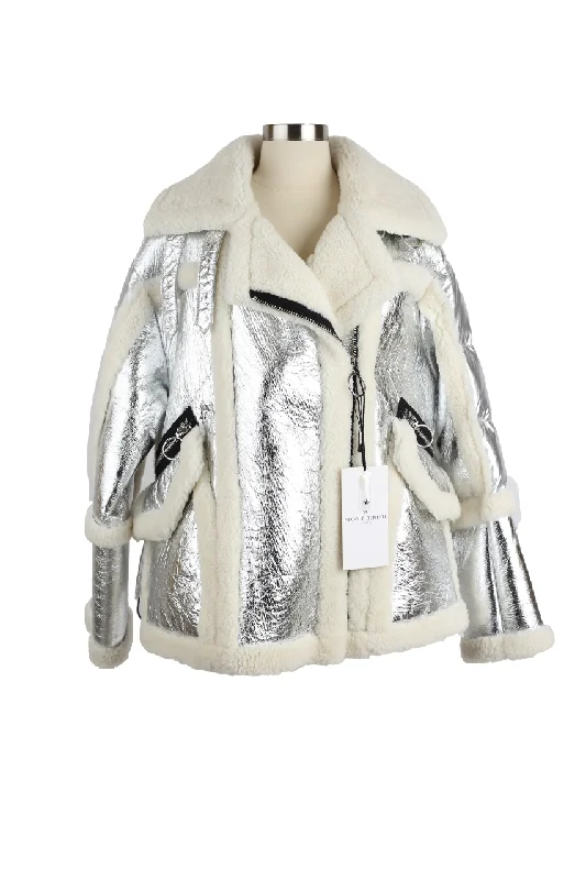 Trendy Boutique Online Metallic Down Shearling Coat