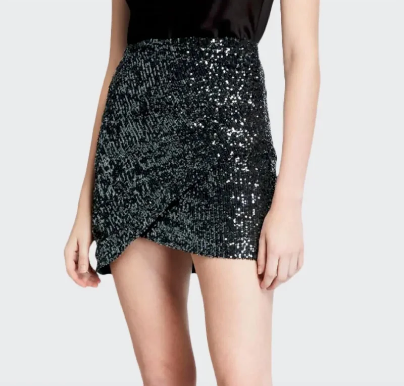 Best Online Women's Boutiques Fidela Embellished Draped Mini Skirt In Black