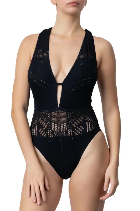 Women's Seasonal Attire See You Swoon Plunge One Piece In Black