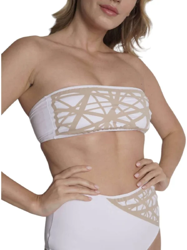 Women's Seasonal Apparel Lillian Strapless Bikini Top In White/camel