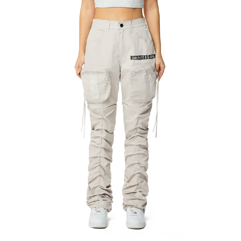 Affordable Women's Clothing High Rise Stacked Utility Pants - Silver Grey