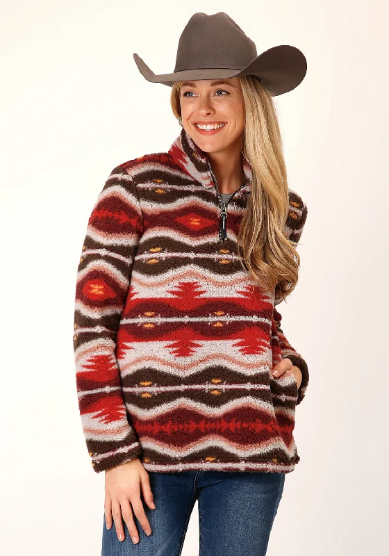 Fashion-forward Women's Wear Roper Womens Blanket Aztec Polar Multi-Color Fleece Fleece Jacket