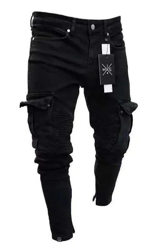 Exclusive Online Sale Black Men Cargo Jeans